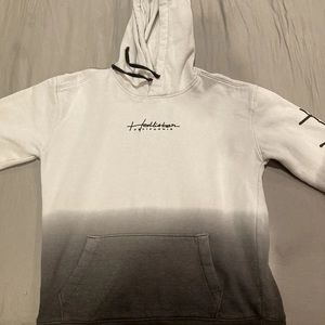 Hollister men’s hooded sweatshirt, size small, grey and light grey and ivory